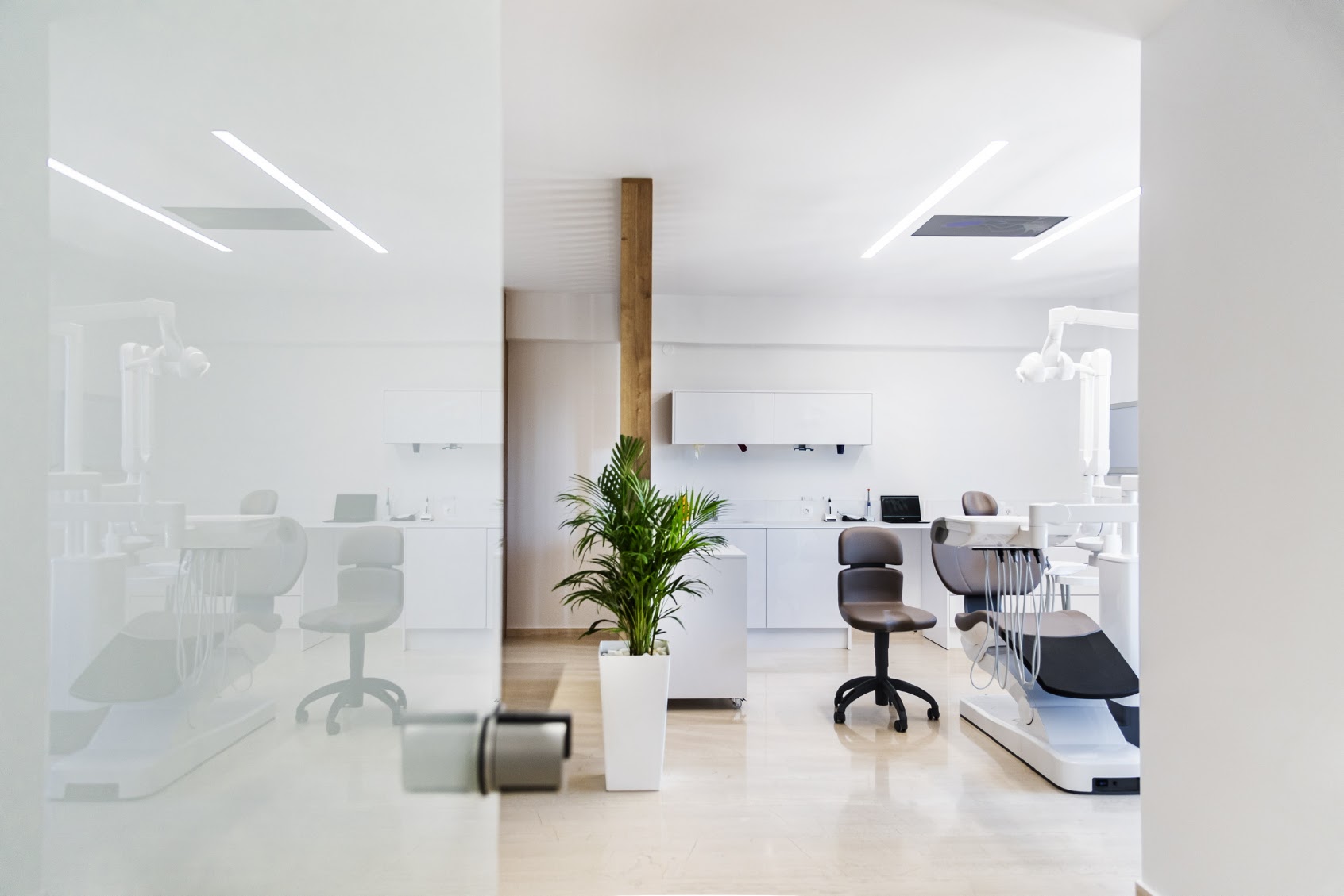 Bright dental treatment room with natural light